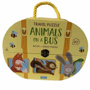 Sassi Animals On a Bus Travel Book + Giant Puzzle Kids Play 3+ Eco Friendly New